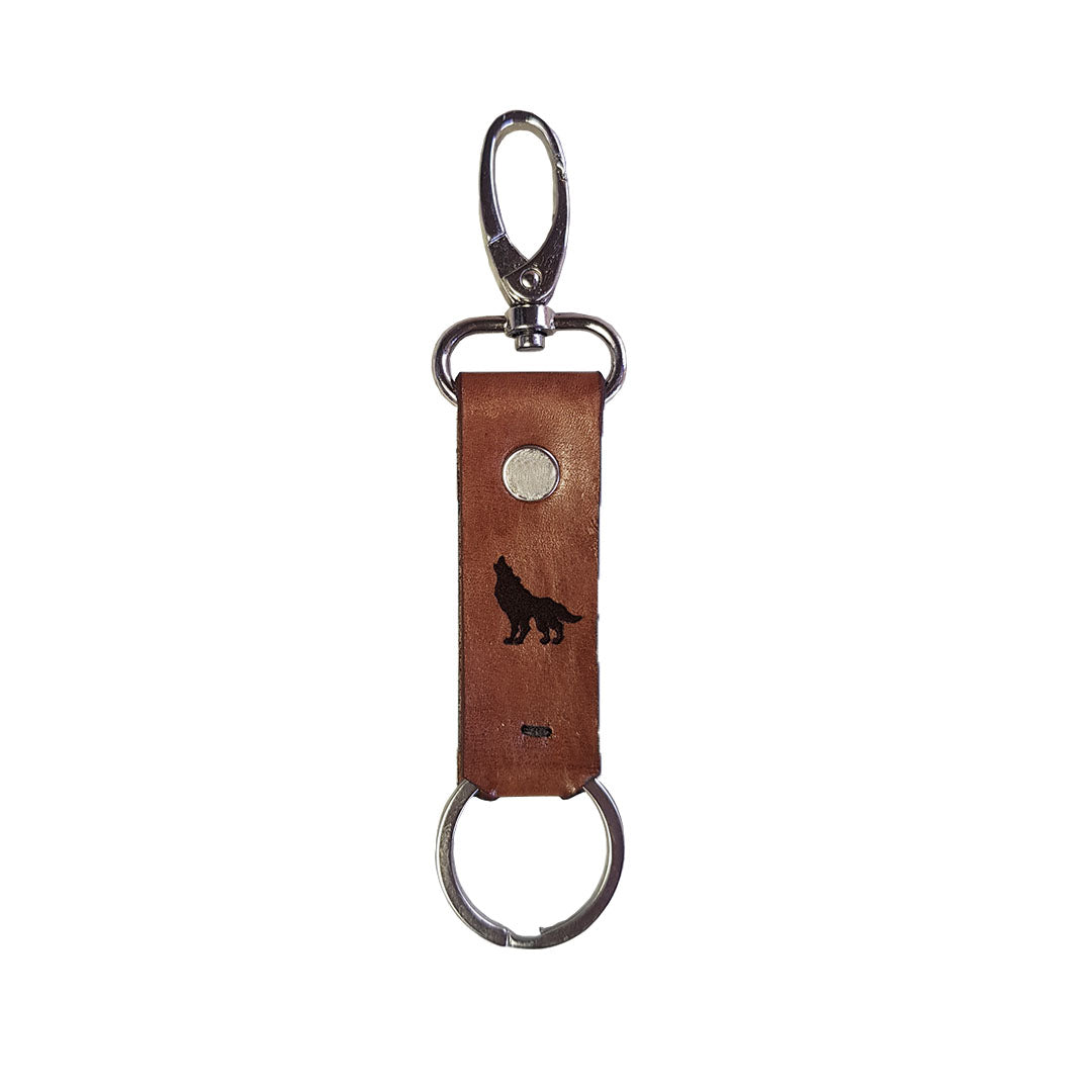 Llavero de piel color caoba